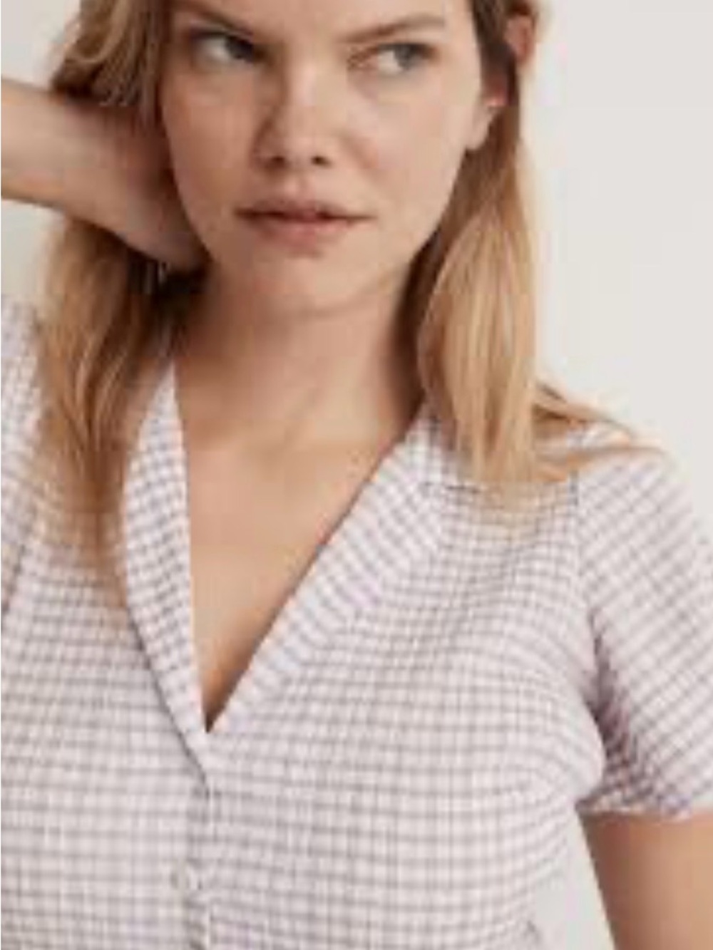Madewell Lavender-Check Button-Front Mini Dress - Picture 3 of 13